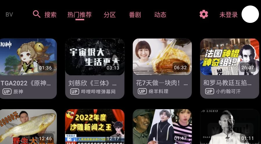 BV 哔哩哔哩第三方TV版 v0.3.12｜大屏高清无广告追番工具